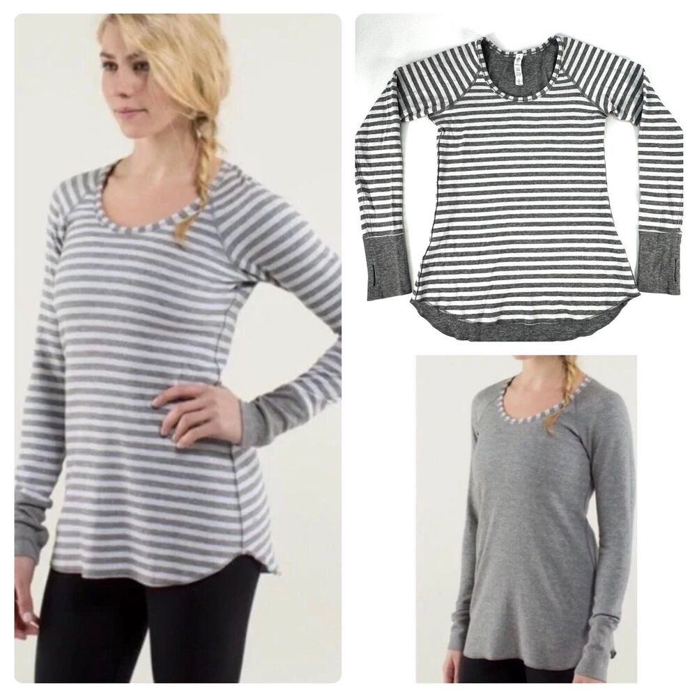 Lululemon Shirt Womens Size 4 Gray Open Your Heart Reversible Light Sweater Top